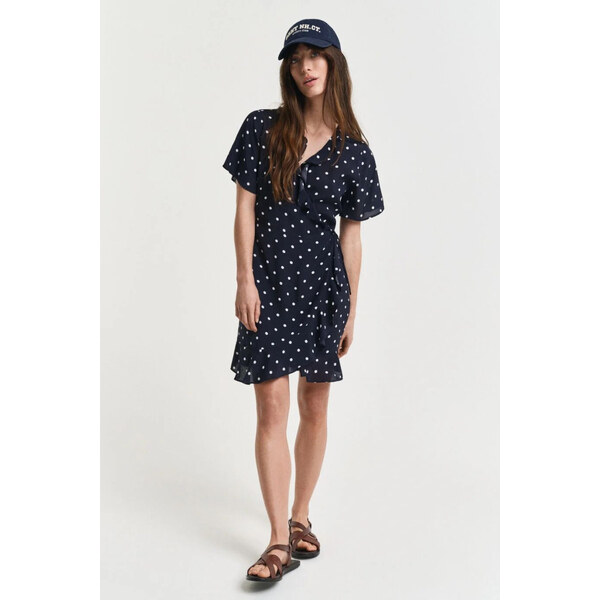 ŠATY GANT REG DOT PRINT FRILL DRESS EVENING BLUE 63426152