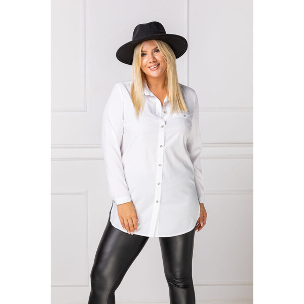 (veľ. 50/52) Blúzka s imitáciou vrecka biela 63884838