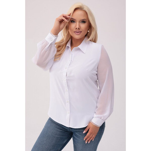 (veľ. 50) Elegantná blúzka so šifónovými rukávmi biela 63884852