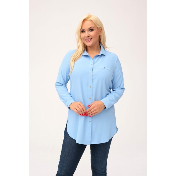 (veľ. 48/50) Blúzka s imitáciou vrecka bledomodrá 63884871