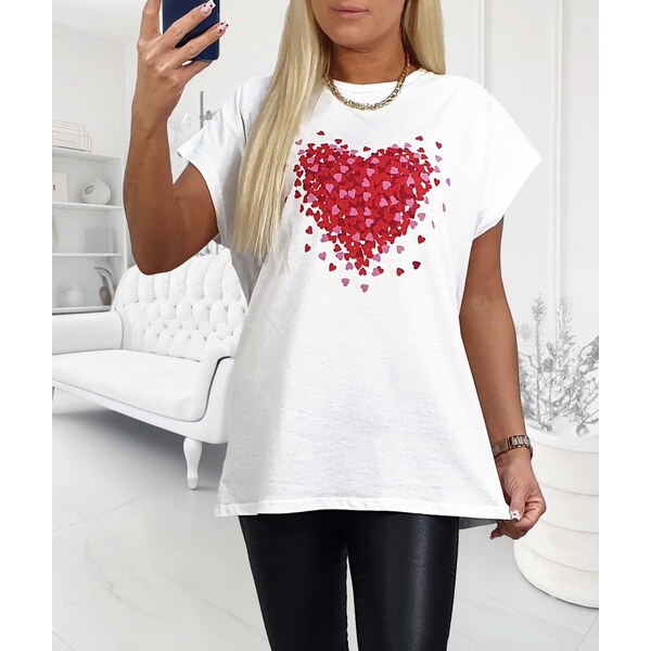 Tričko so srdiečkami biele 63884872