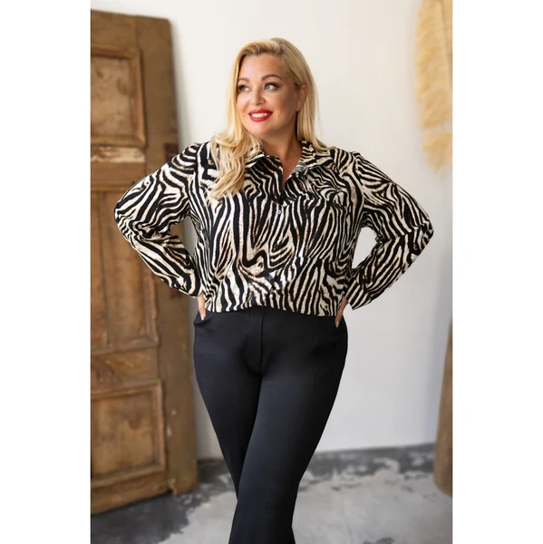 (veľ. 48/50) Blúzka s tigrím vzorom hnedo-biela 63884891