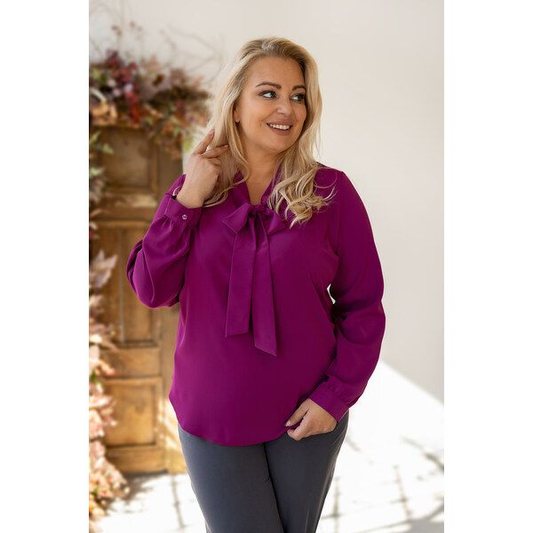 (veľ. 44/46) Elegantná blúzka s mašľou fialová 63884909