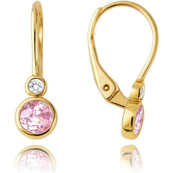 OLIVIE MINET Dětské zlaté náušnice s bílými a růžovými zirkony Au 585 64913628