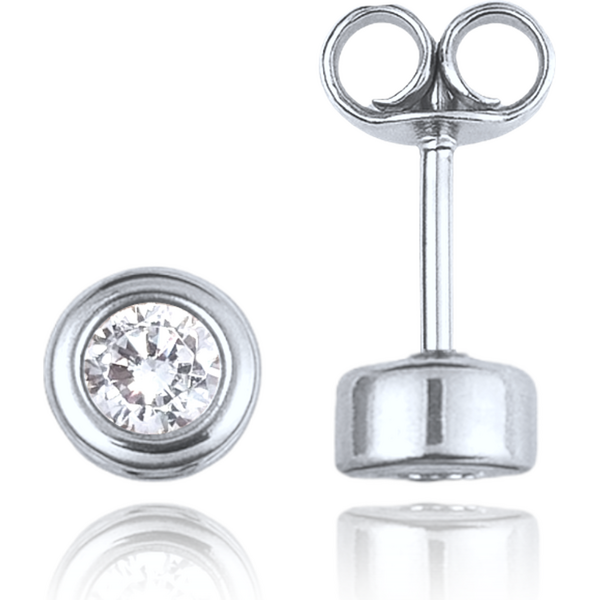 OLIVIE MINET Elegantní zlaté náušnice z bílého zlata s bílými zirkony 64898868