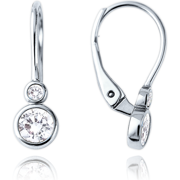 OLIVIE MINET Dětské zlaté náušnice z bílého zlata s bílými zirkony Au 64913631