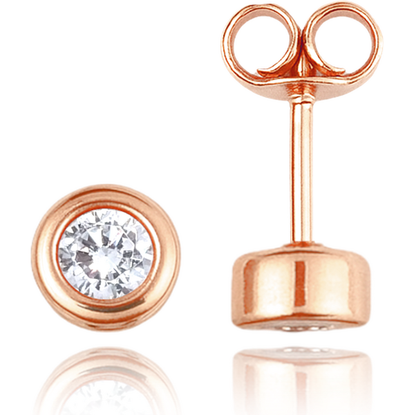 OLIVIE MINET Elegantní zlaté náušnice z růžového zlata s bílými 64898309