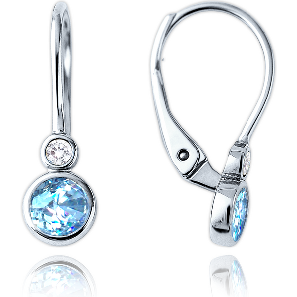 OLIVIE MINET Dětské zlaté náušnice z bílého zlata s bílými a světle 64913630