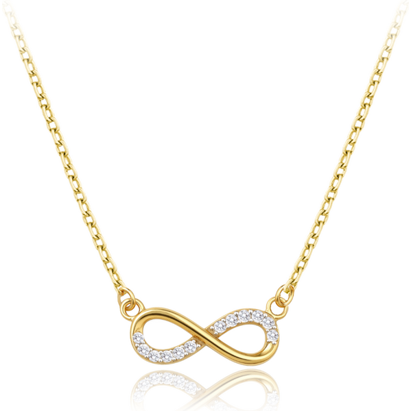 OLIVIE MINET Elegantní zlatý náhrdelník nekonečno s bílými zirkony Au 64899283