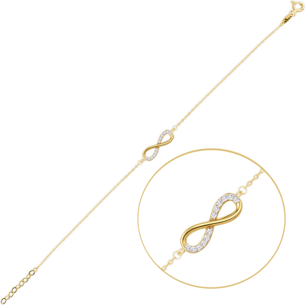 OLIVIE MINET Elegantní zlatý náramek nekonečno s bílými zirkony Au 585 64913642