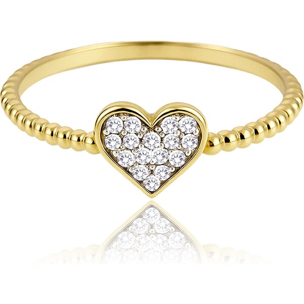 OLIVIE MINET Zlatý prsten srdíčko s bílými zirkony Au 585/1000 65067479
