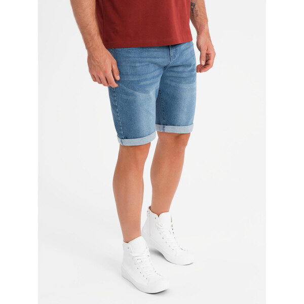 Ombre Mens denim shorts with rolled up leg - blue 64793414