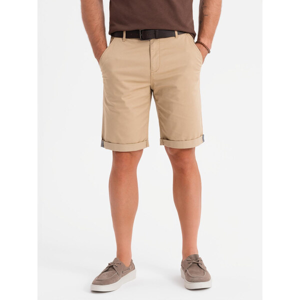 Ombre Classic mens chino shorts with rolled up leg - beige 64793412