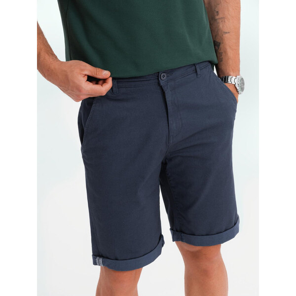 Ombre Mens classic chino shorts with rolled up leg - navy blue 64793405