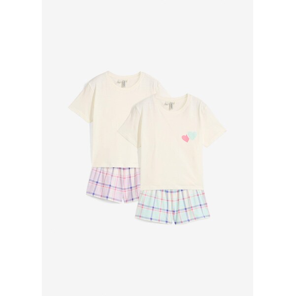 bonprix Krátke pyžamo (4-dielne) z čistej bio bavlny, farba fialová 63894164