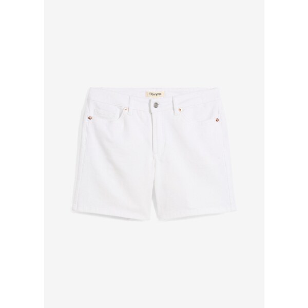 bonprix Džínsové bermudy, stredná výška pásu, farba biela 63781008