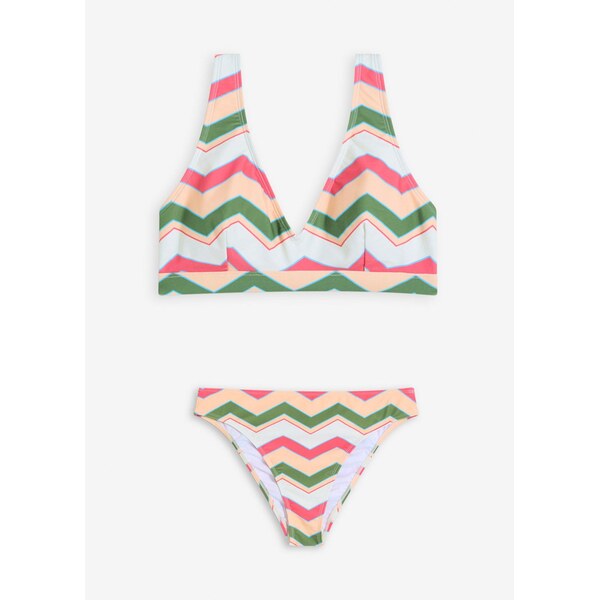 bonprix Bikiny bustier s výstrihom do V (2-dielne), farba zelená 63894407