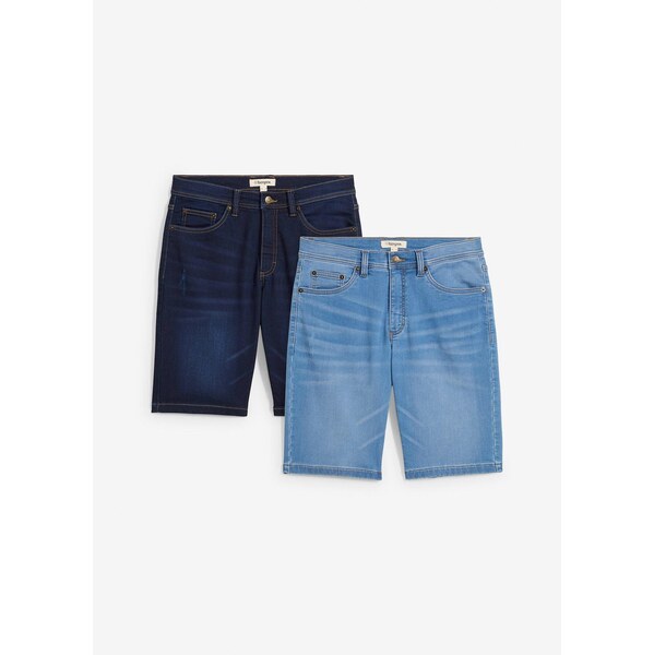 bonprix Džínsové bermudy, Slim Fit (2 ks), farba modrá 63894422