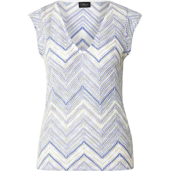 s.Oliver BLACK LABEL Vyšívaný top svetlomodrá / svetložltá / šedobiela 63939543