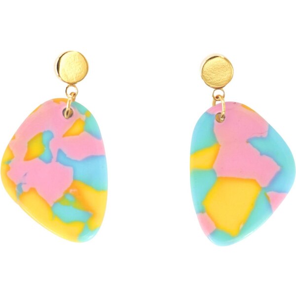 Fräulein Wunder Náušnice Amy azúrová / žltá / zlatá / ružová 66037251