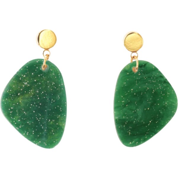 Fräulein Wunder Náušnice Amy zlatá / zelená 66037252