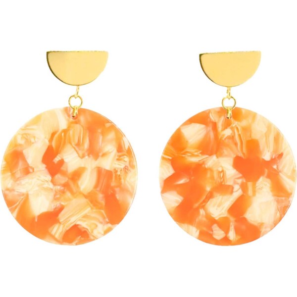 Fräulein Wunder Náušnice Amal zlatá / oranžovo červená 66037253