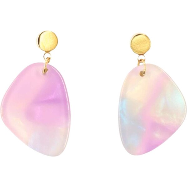 Fräulein Wunder Náušnice Amy béžová / vodová / zlatá / fialová 65880166