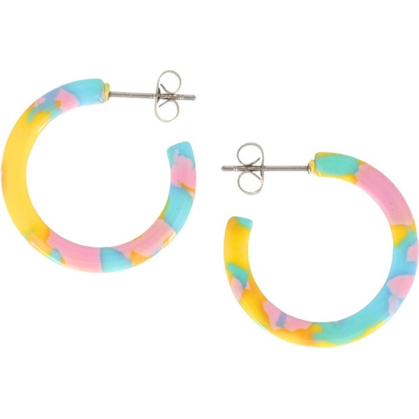 Fräulein Wunder Náušnice Anni svetlomodrá / žltá / ružová / strieborná 65880180