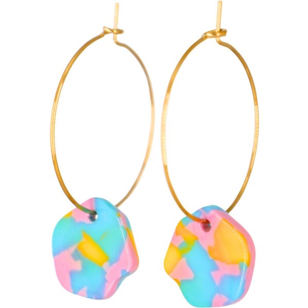 Fräulein Wunder Náušnice Alice azúrová / zlatá / oranžová / ružová 66037255