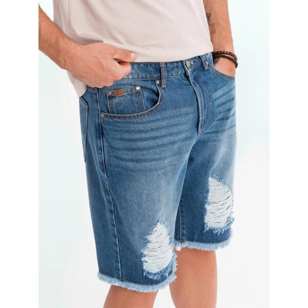 Ombre Clothing Pútavé modré rifľové kraťasy V3 SRDS-0157 63913877