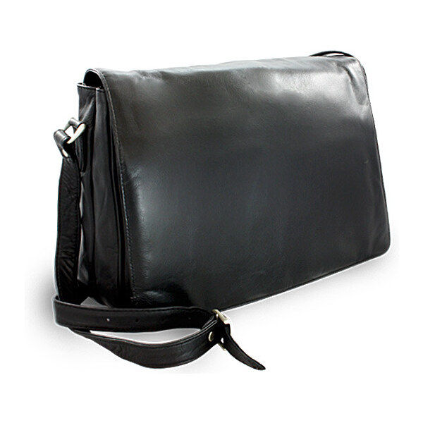 Arwel Čierna kožená klopnová kabelka 213-1195-60 66731041