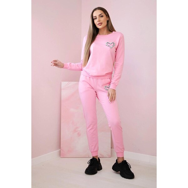 MladaModa Bavlnená súprava s ozdobným srdiečkom model 69932 svetlá 65082682