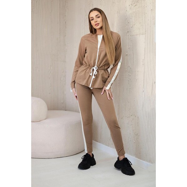 MladaModa Bavlnená súprava s lemom a s viazaním v páse model 67153 65082685