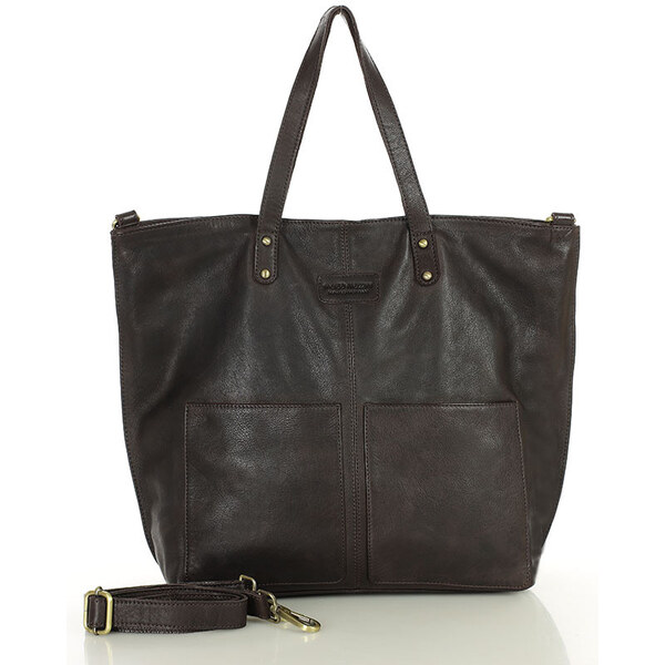 MARCO MAZZINI Veľká kožená shopper taška | tmavohnedá vs123b 63915906