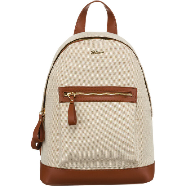 Peterson Béžovo-hnědý dámský batoh z kůže a plátna PTN CAN-05 63894093