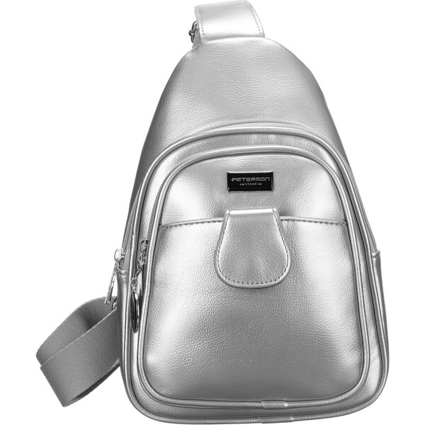 Peterson Strieborná módna dámska kapsička z eko kože crossbody 63917912