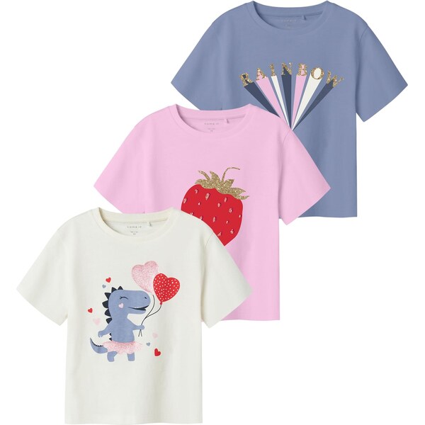 NAME IT Tričko NMFKATINKA dymovo modrá / ružová / červená / biela 63919533