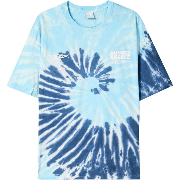 Bershka Tričko zafírová / nebesky modrá / biela 65879166