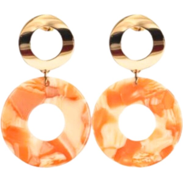 Fräulein Wunder Náušnice Adua zlatá / broskyňová / oranžovo červená 65880172