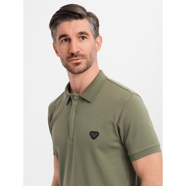 Ombre Mens polo shirt with zip neckline - olive 64793447