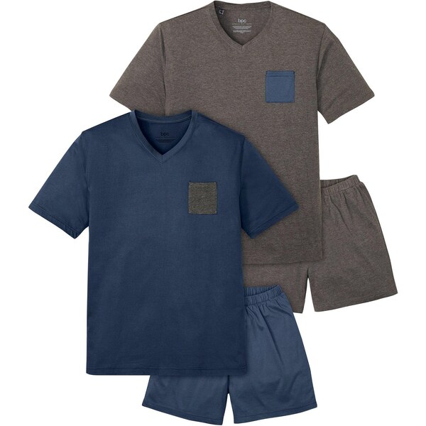 bonprix Krátke pyžamo s bavlnou (4-dielna súprava), farba šedá 52158048