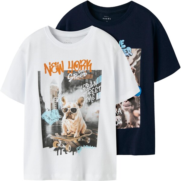 NAME IT Tričko NKMVOTO námornícka modrá / oranžová / čierna / biela 63939552