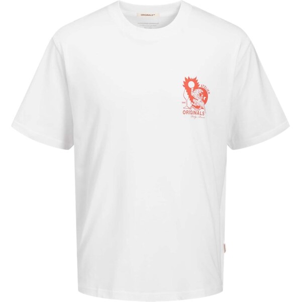 JACK & JONES Tričko JORBELLAGIO oranžovo červená / biela 63939584