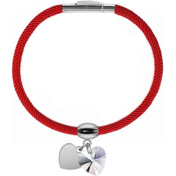 SWAROVSKI Elements Swarovski e. červený náramok so srdiečkami, 63969482