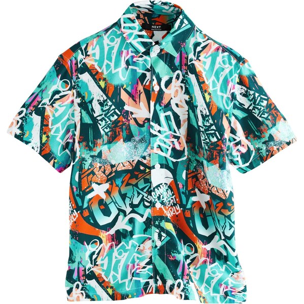 Next Košeľa tyrkysová / tmavozelená / tmavooranžová / biela 64201431