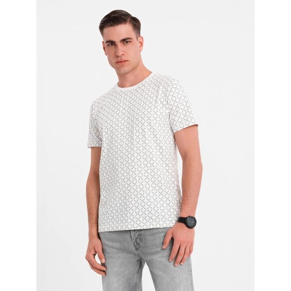 Ombre Clothing Pánske biele tričko s trendy potlačou V3 TSFP-0250 63979810
