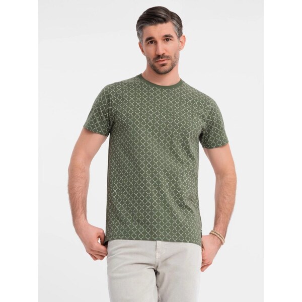 Ombre Clothing Pánske olivové tričko s trendy potlačou V2 TSFP-0250 63979809