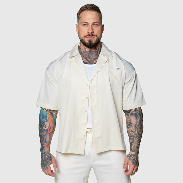 Oversized košeľa Iron Aesthetics Cuban, béžová 63981693