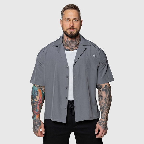 Oversized košeľa Iron Aesthetics Cuban, sivá 63981692