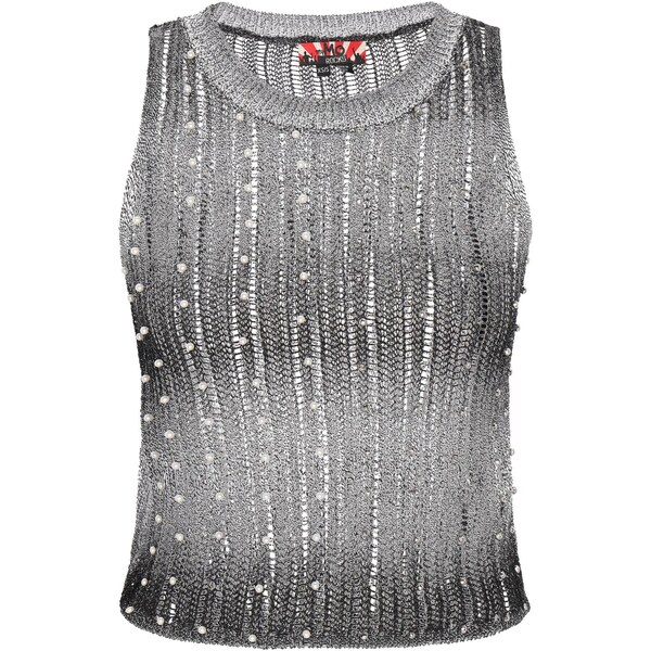 myMo ROCKS Vyšívaný top striebornosivá / čierna 66007784